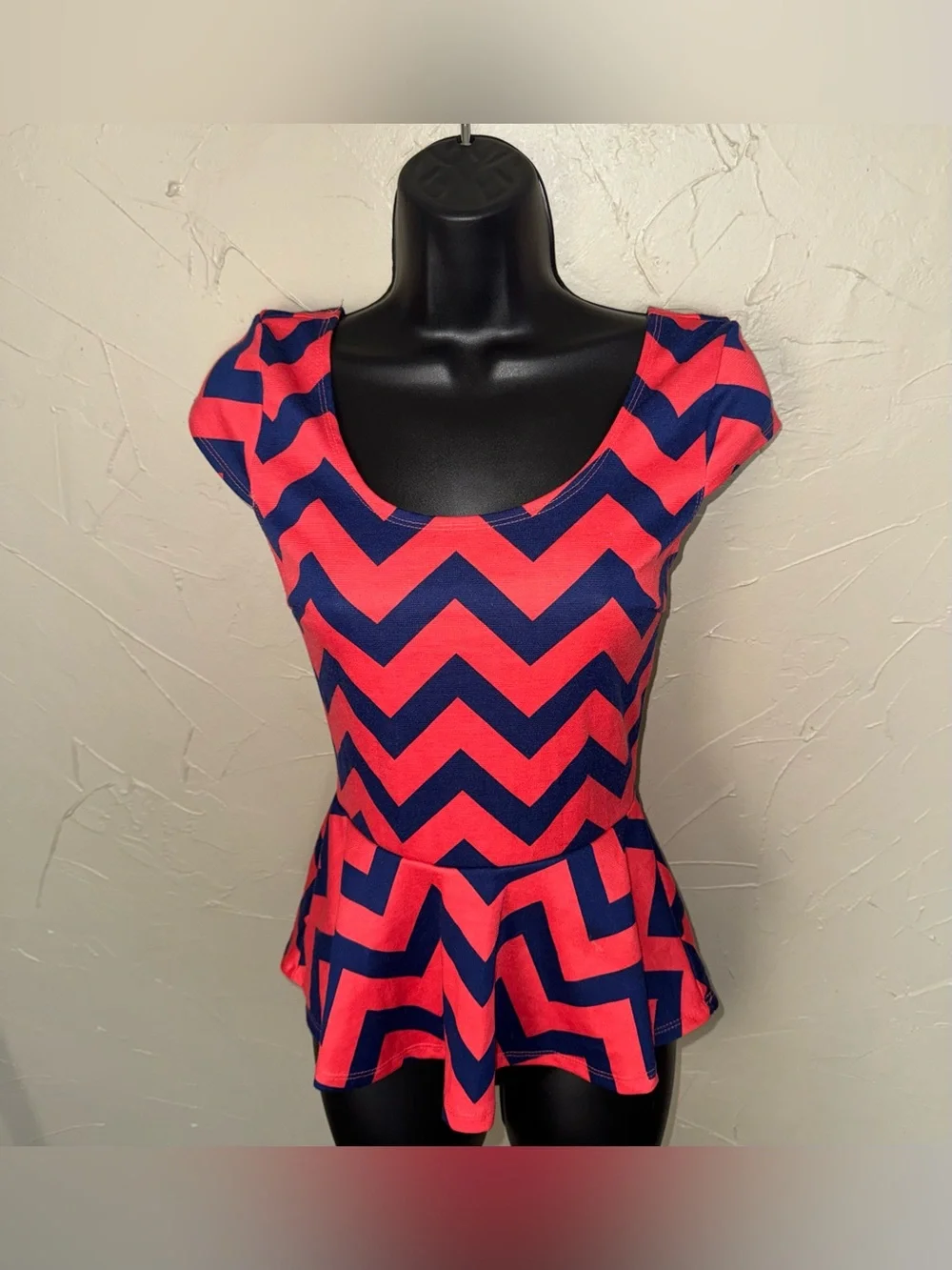 Pink & Blue Chevron Pattern Top - Picture 1 of 4